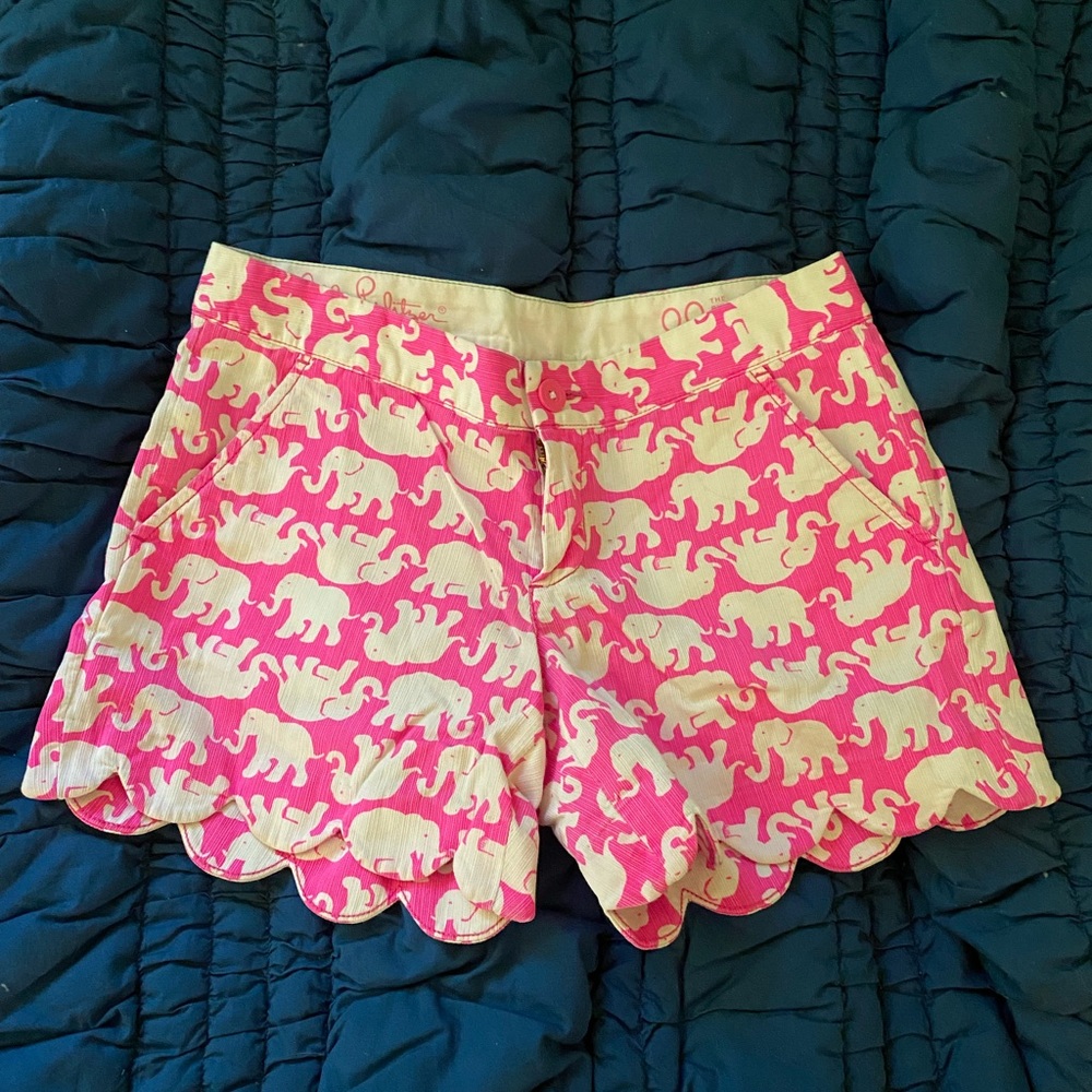 Lilly Pulitzer Buttercup Shorts in Bright Pink Elephant Print
